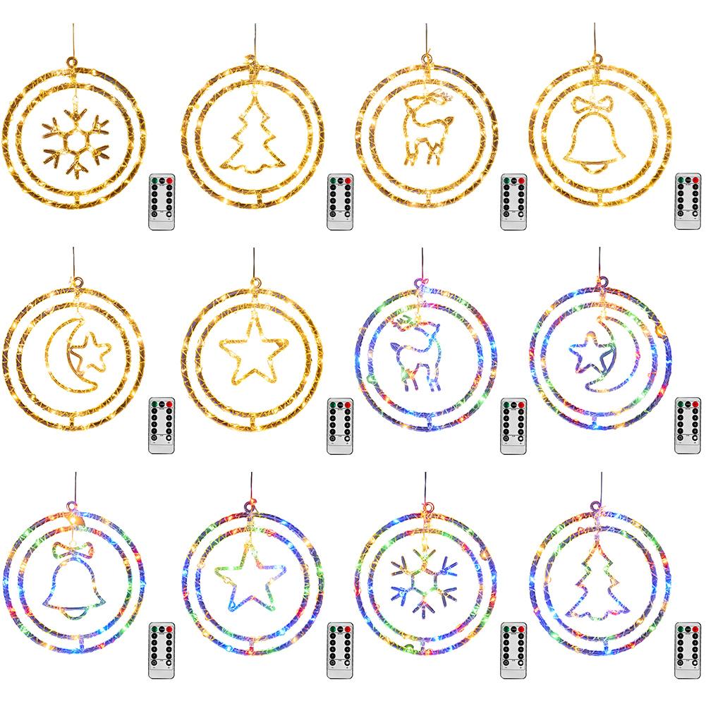 Christmas Window Lights USB Powered LED Curtain Fairy String Light Remote Control LED Hanging Ring Lights Home Garden Decoration