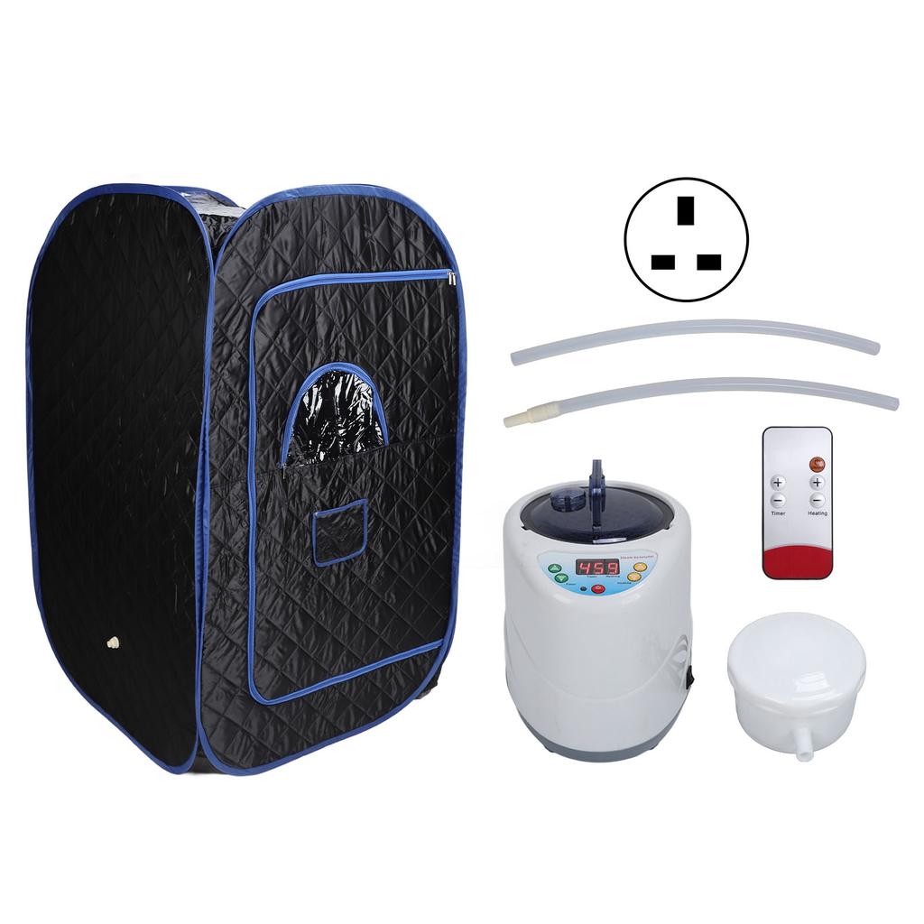 Dampfsauna Zelt Raum Faltbar Verstellbar Sauna Spa Box Schwarz mit 2L Dampfkochtopf Fernbedienung für