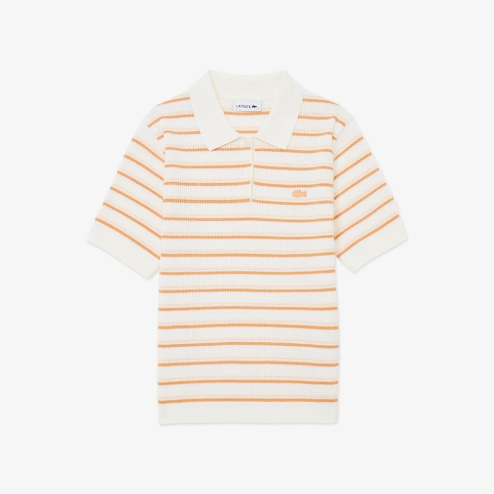 Lacoste Women's Striped Sweater Polo Shirt PF710E-56GIY0