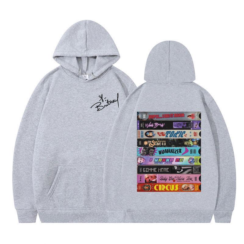 Sängerin Britney Spears Albumcover Grafik Vintage Hoodie Herren Damen Langarm Lässiger Pullover Beliebtes Harajuku Sweatshirt
