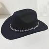 European and American men's and women's western cowboy top hats outing party jazz hat colored diamond bridal woolen hat