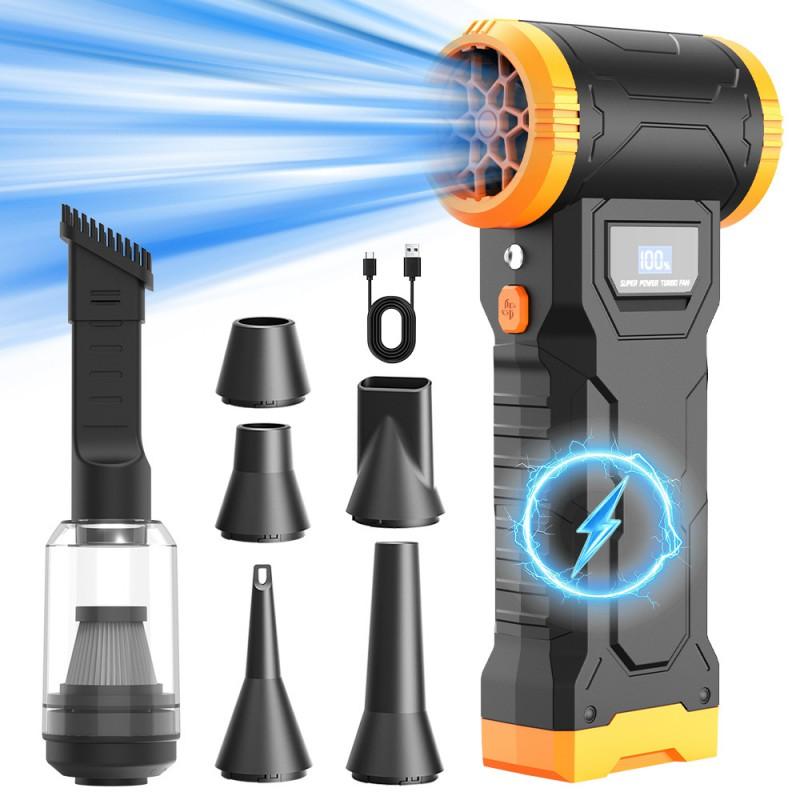 Portable Cordless Blower Vacuum 4-Speed Brushless Motor Car Camping Desk Cleaning 6-Blade Metal Fan