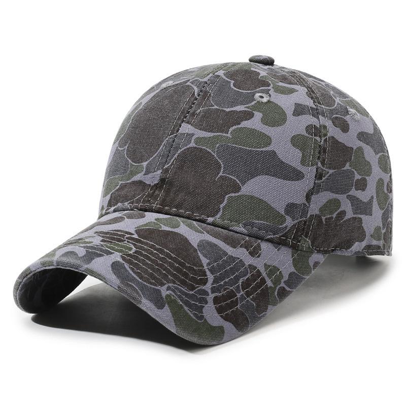 Gewaschene Kappe Outdoor Camouflage Baseballkappe für Herren und Damen Vielseitige Mode Weiches Oberteil Sonnenschutzkappe