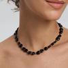 Hot Sale Fashion Sweet Cool Black Peach Heart Natural Stone Beaded Bracelet Necklace Plated 18k Gold Stainless Steel Jewelry
