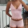 European & American Floral Lace Camisole and Shorts Pajama Set