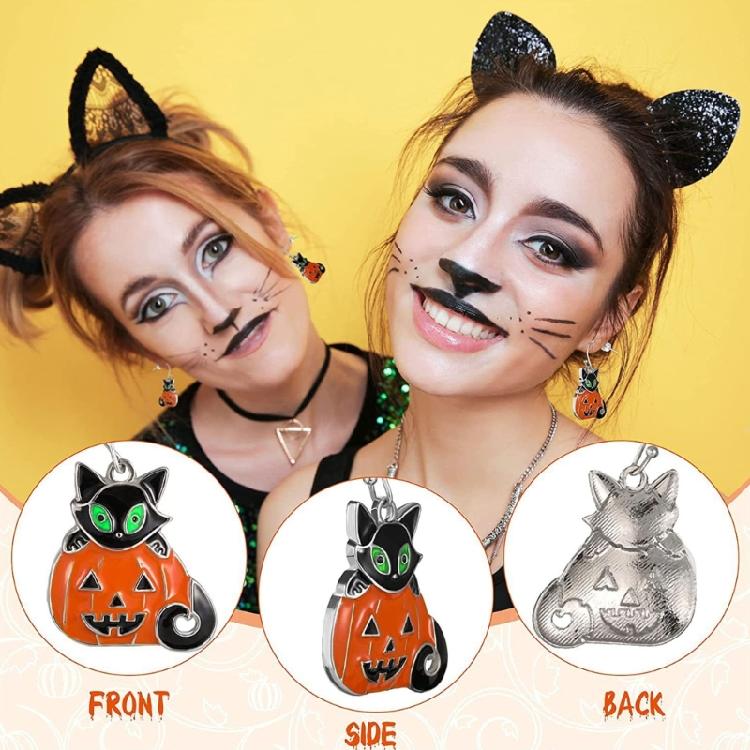 Skull Hand Bat Dangle Earrings Women Long Goth Punk Pumpkin Cat Head Earhook