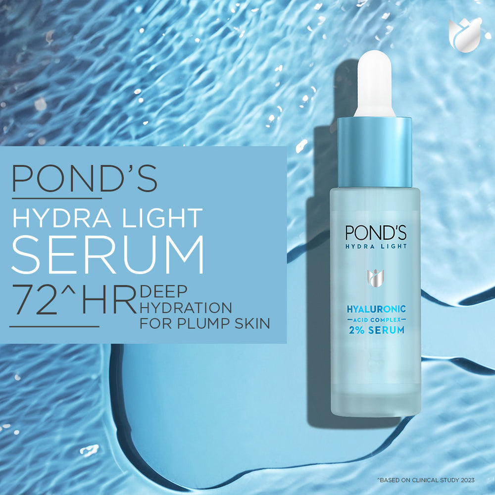 POND'S Hydra Light 2% Hyaluronsäure Serum 14ml Für 72 Stunden Tiefenhydratation, Pralle & Strahlende Haut, Leichtes Schnell Einziehendes Gesichtsserum