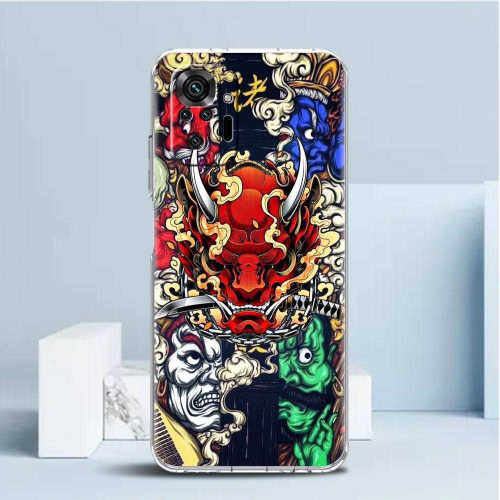 Husă Mască Samurai Oni Pentru Xiaomi Redmi Note 11 Pro 10 9 9S 8 8T 7 9A 9C 9T 10 10C K40 Husă Moale Transparentă TPU Pentru Telefon