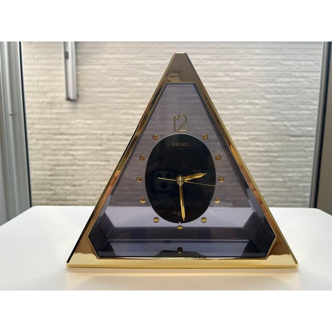 SEIKO QUARTZ CLOCK QZ-229G Pyramid Gold