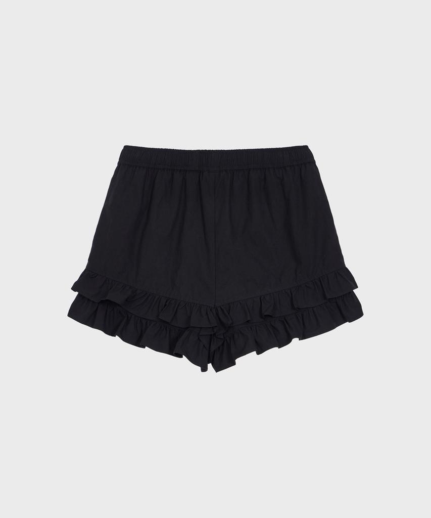 Alkialka Ruffle Hem Shorts (Black)