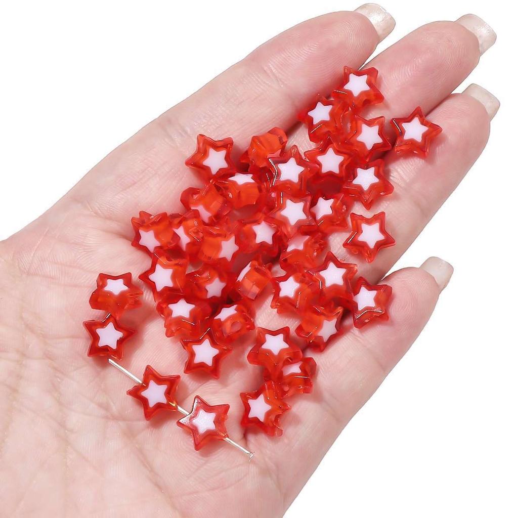 Håndlaget Armbånd Perler Akryl Tofargede Perler Pentagram Løse Perler Håndperlede Perler Halskjede Håndlaget DIY Perlehalskjede Smykketilbehør