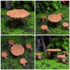Amosfun Miniature Stump Table and Chair Miniature Model Chair Decorative Mini House Interior Garden Outdoor Resin Set, Figurine, Ornament,