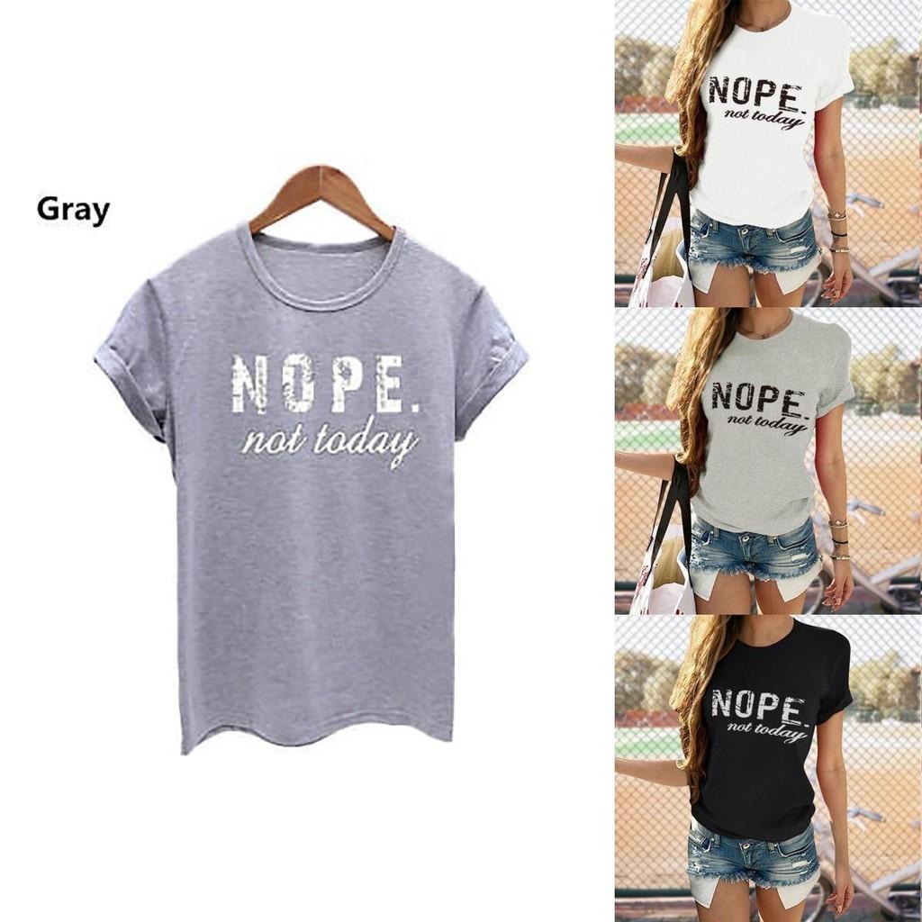 Nein, nicht heute Damen T-Shirt Stilvolles Kurzarm Rundhals Lässiges Lockeres Oberteil