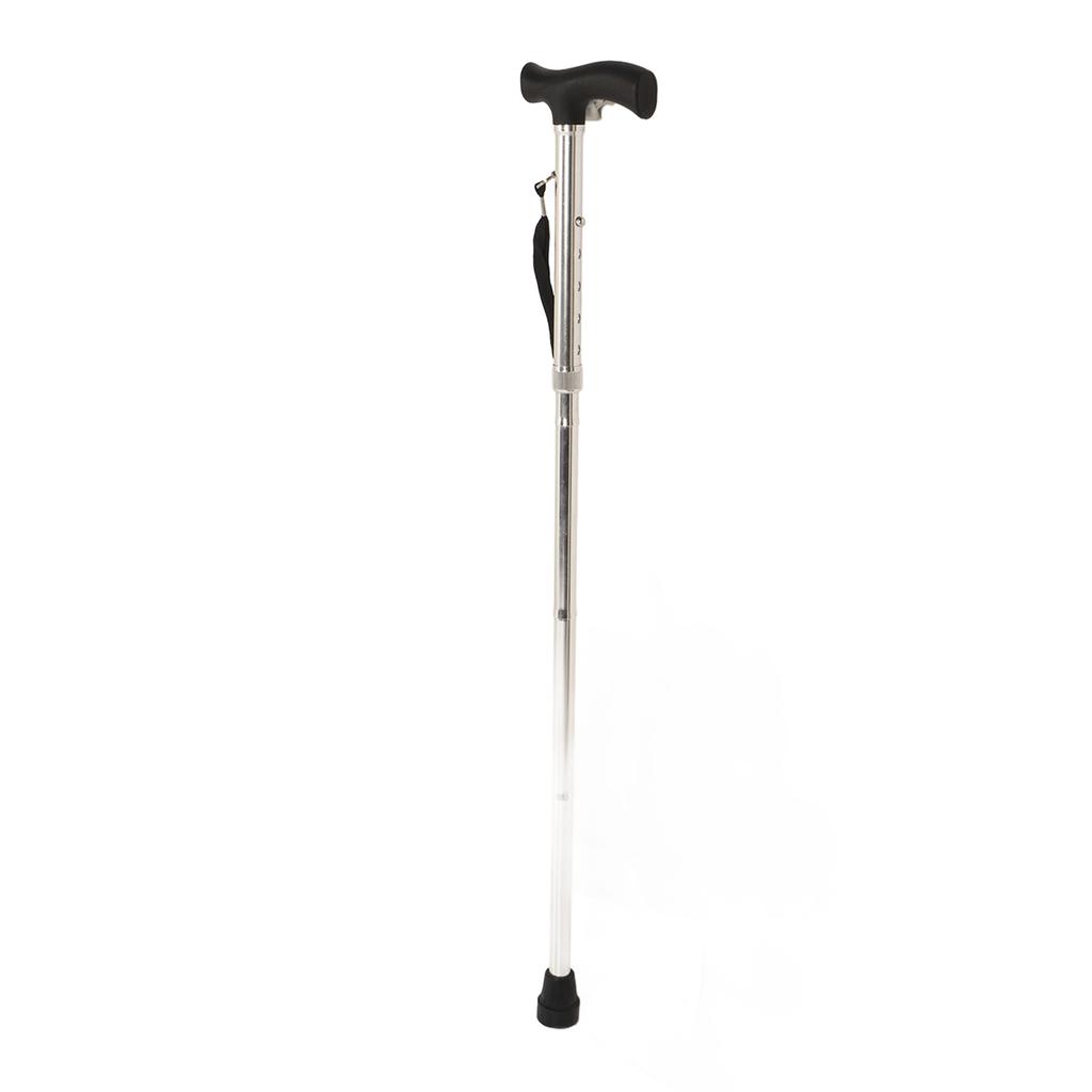 Walking Stick 5 Section Folding Aluminum Alloy Rod Anti Skid Rubber Pad Trekking Stick Silver