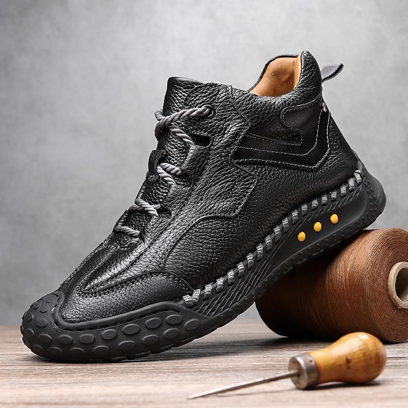 Fashion Non-Slip Male Walking Footwear Retro Style Men's Basic Boots Fashion Comfortable Leather Botas Classic Outdoor Motocross Boots