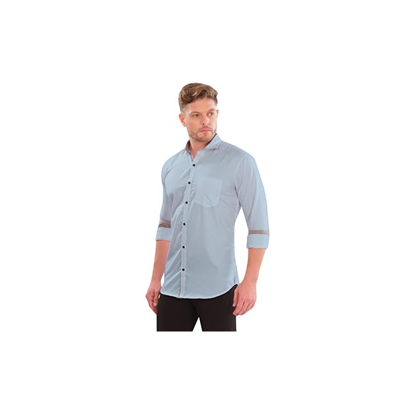 LookMark Men' Cotton Blend Stitched Solid Full Sleeve Shirt(Shirt 02M)