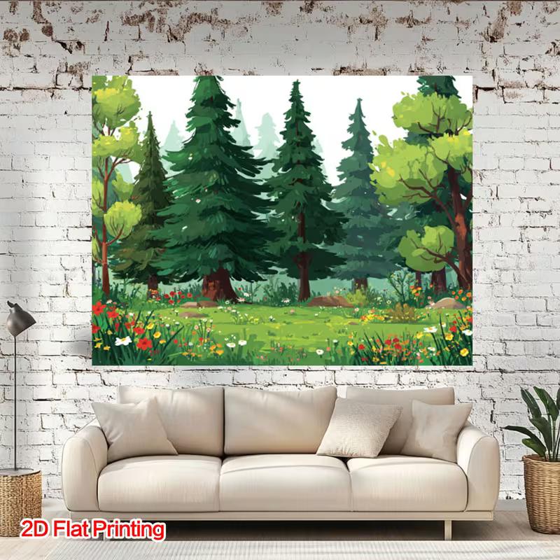 Bosque de Dibujos Animados Bosque Telón de Fondo Árbol Verde Fondo de Naturaleza para Niños Baby Shower Fotografía