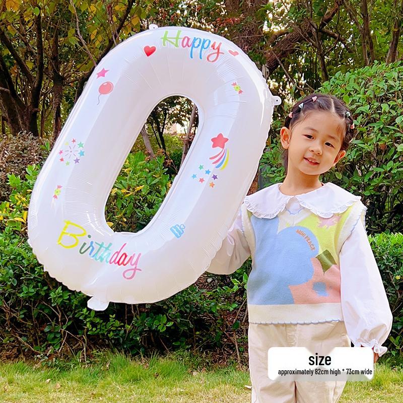 White Number Balloons for Kids' First Birthday Party Decorations
