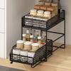 Iron 2 Tier Storage Basket Stable Frame Sliding Cabinet Basket Cabinet Organizer  for Kitchen