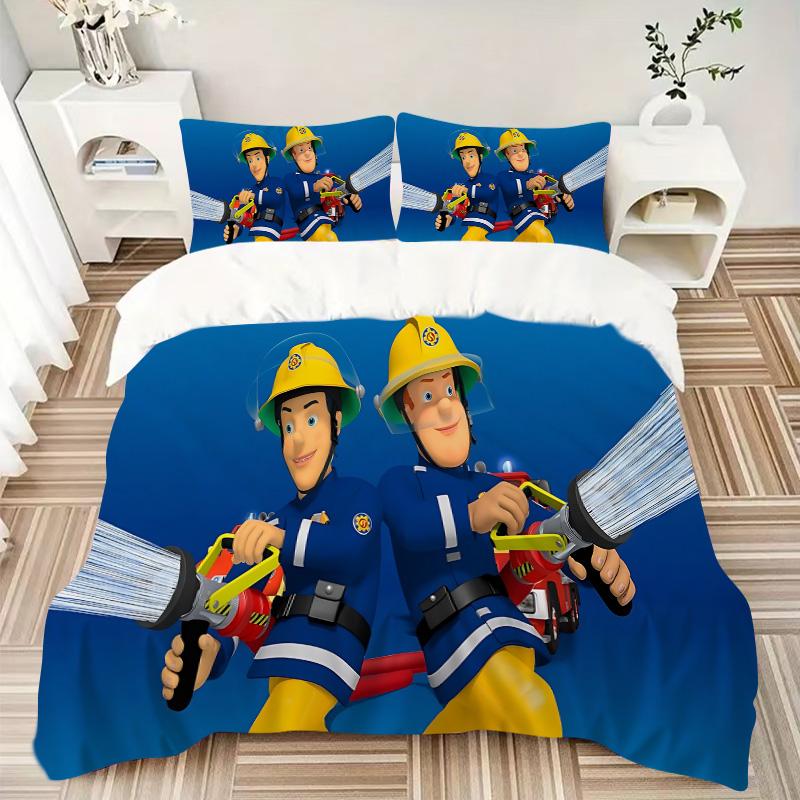 Firemen Water Guns Print 3Pcs Bedding Setduvet Cover With 2 Bedropillowcase Home Birthday Gift