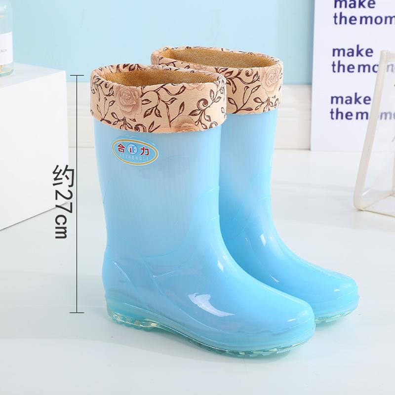 Tall tube thickened rain shoes women's waterproof shoes women's outer wear rain boots non-slip warm quick-drying water boots rubber shoes