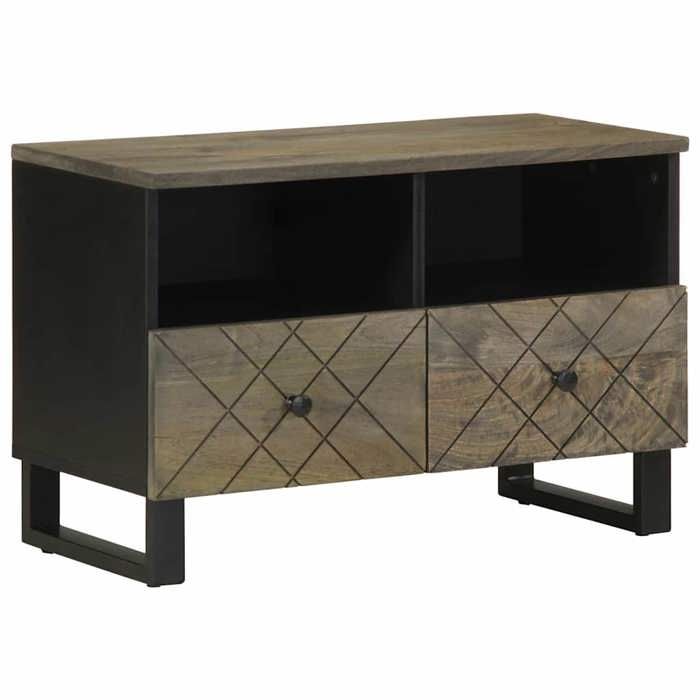 VidaXL TV Cabinet Black 70x33x46 Cm Solid Mango Wood, TV Bench, TV Stand, Multimedia Cabinet, TV Buffet, Hi-fi Cabinet, 4017685