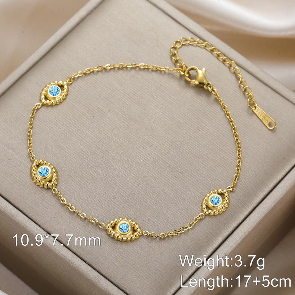 Dawapara Evil Eye Bracelets for Women Protection Good Luck Charm Greek Evil Eye Bracelet Stainless Steel Jewelry