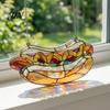 Lightweight Window Ornaments Hot Dog Stained Glass Acrylic Suncatcher, Colorful Retro Hanging Ornament with Modern Shop Soft Furnishings Metal Chain,