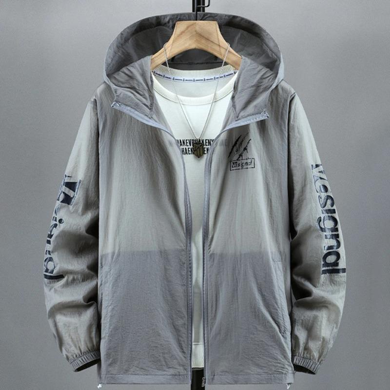 

Plus Size Summer Jackets Men Sun Protection Skin Coats Ultra Light Hooded Windbreaker Man Big Size Jacket 3XL