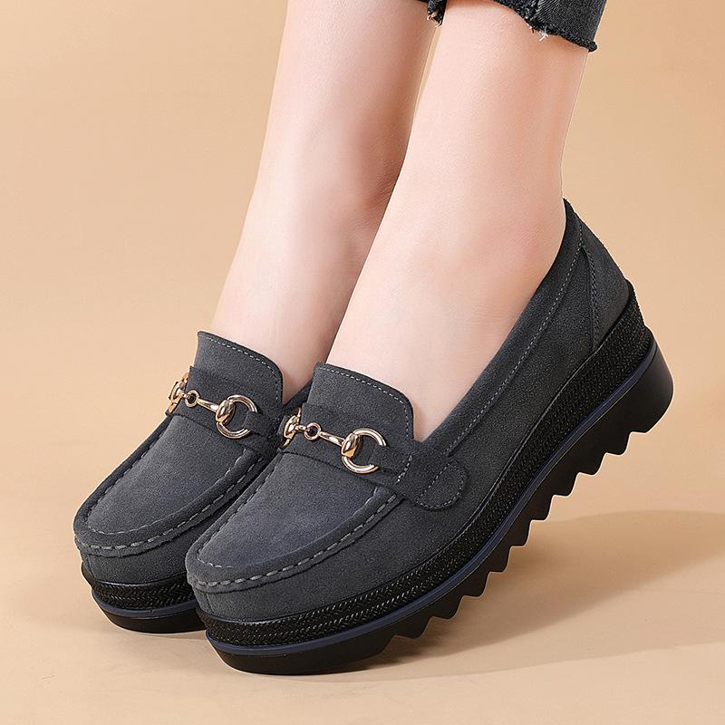 Spring and Autumn Rocking Shoes Casual Muffin Shoes Platform Women's Single Shoes Metal Buckle Decorative Mother Shoes