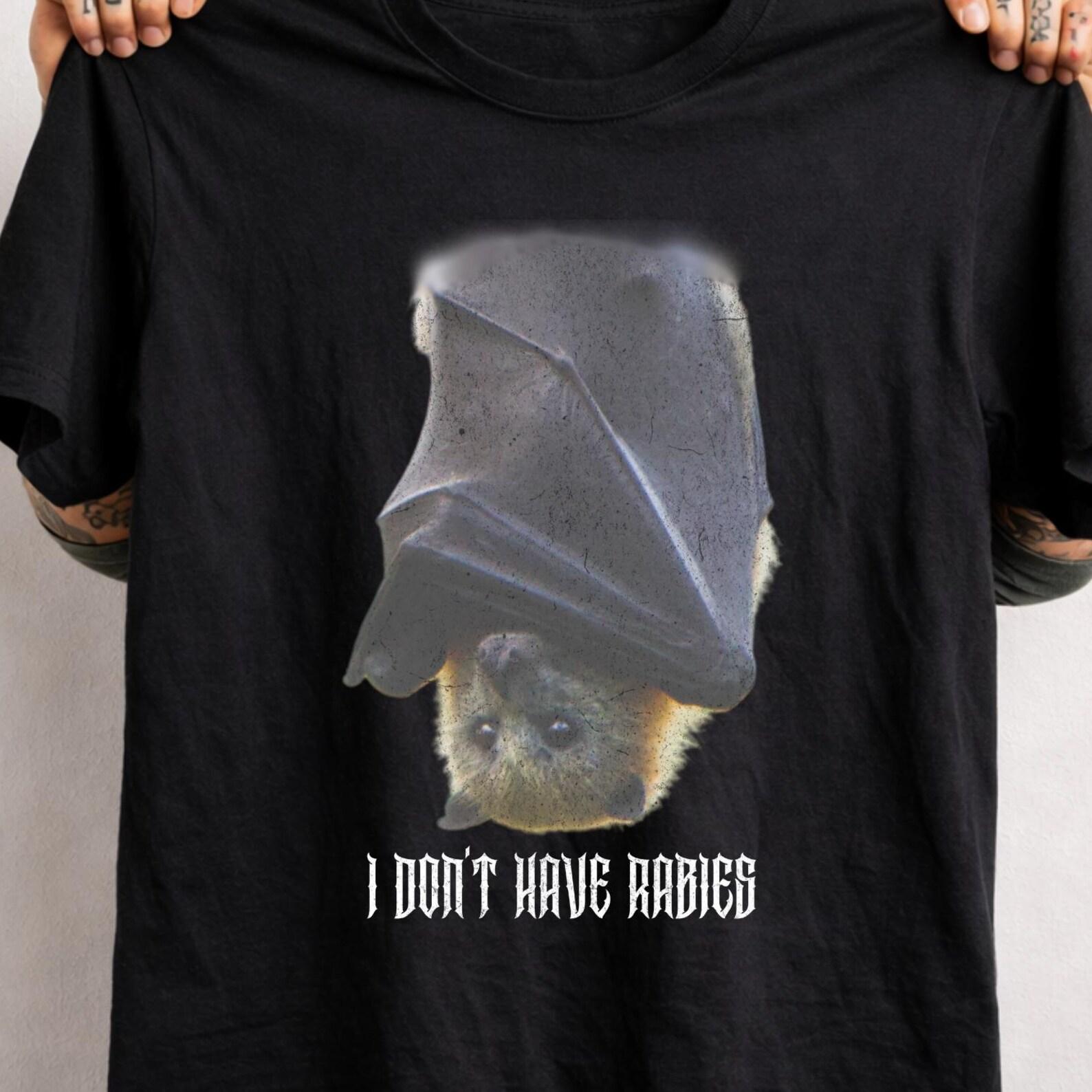 Stylish Gothic Bat Shirt – “I Don’t Have Rabies” Dark Aesthetic Funny Bat Tee. 2XL