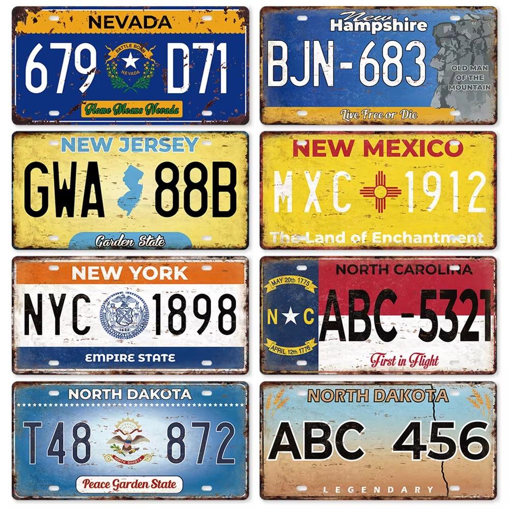 Vintage Tin Art with 1530 License Plate Design: Ideal for American - style Background Wall Decor