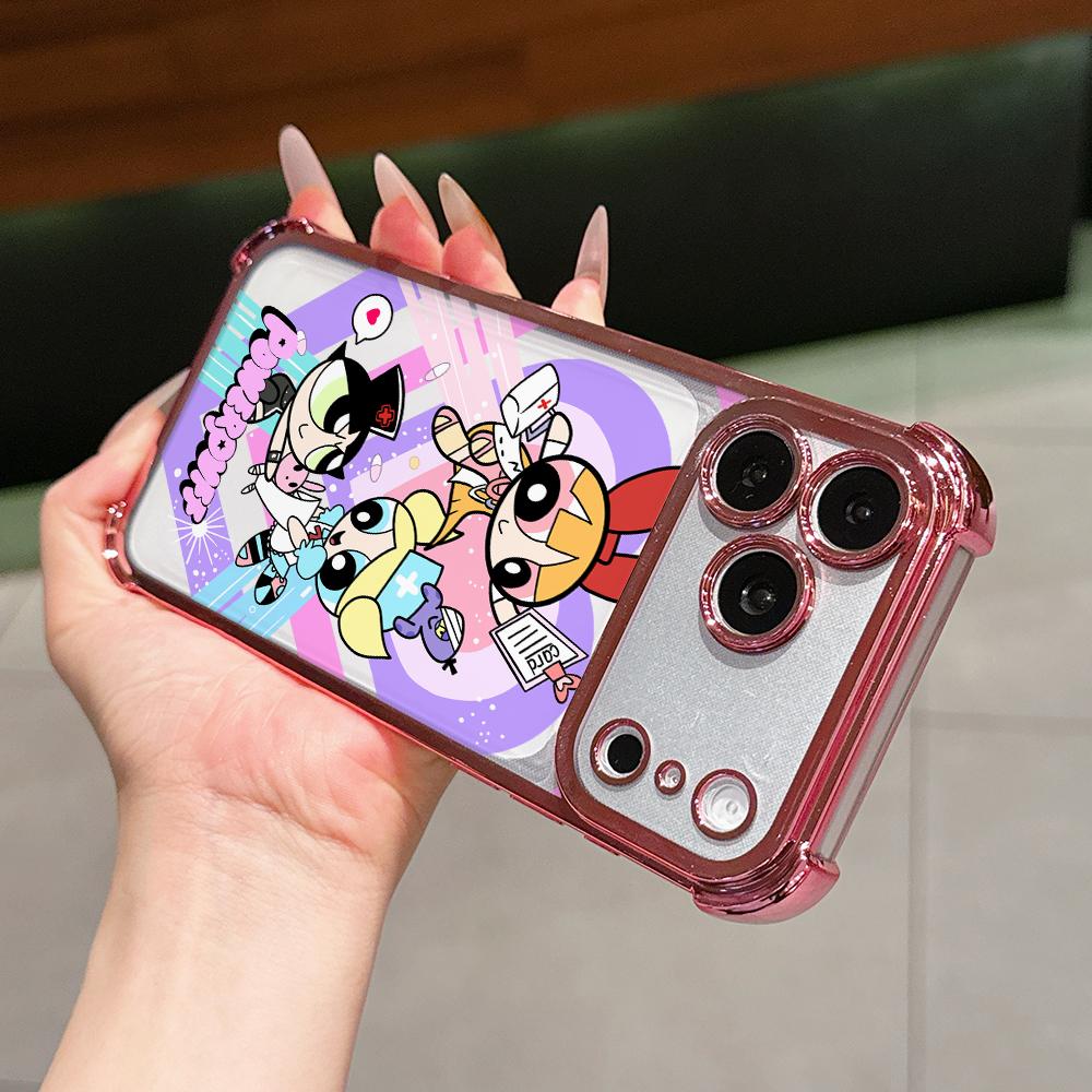 Cool Girl P-Powerpuffs Phone Case for Samsung Galaxy A57 A56 A55 A54 A53 A52 A37 A36 A16 A06 4G 5G Anti-drop Transparent Cover