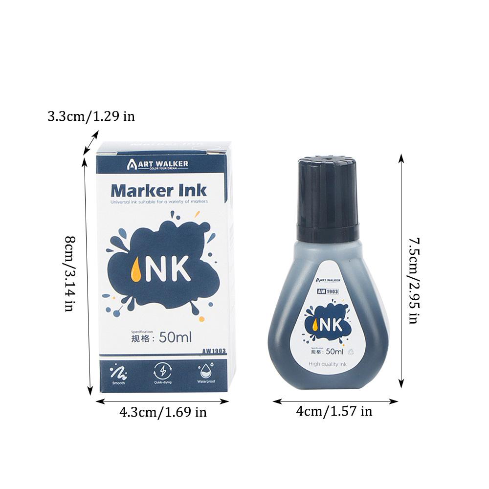 1box 50ml Permanent Marker Ink,Oily Quick-Drying Waterproof And Non-Fading,Non-Erasable Marker Ink Refill,Red Blue Black