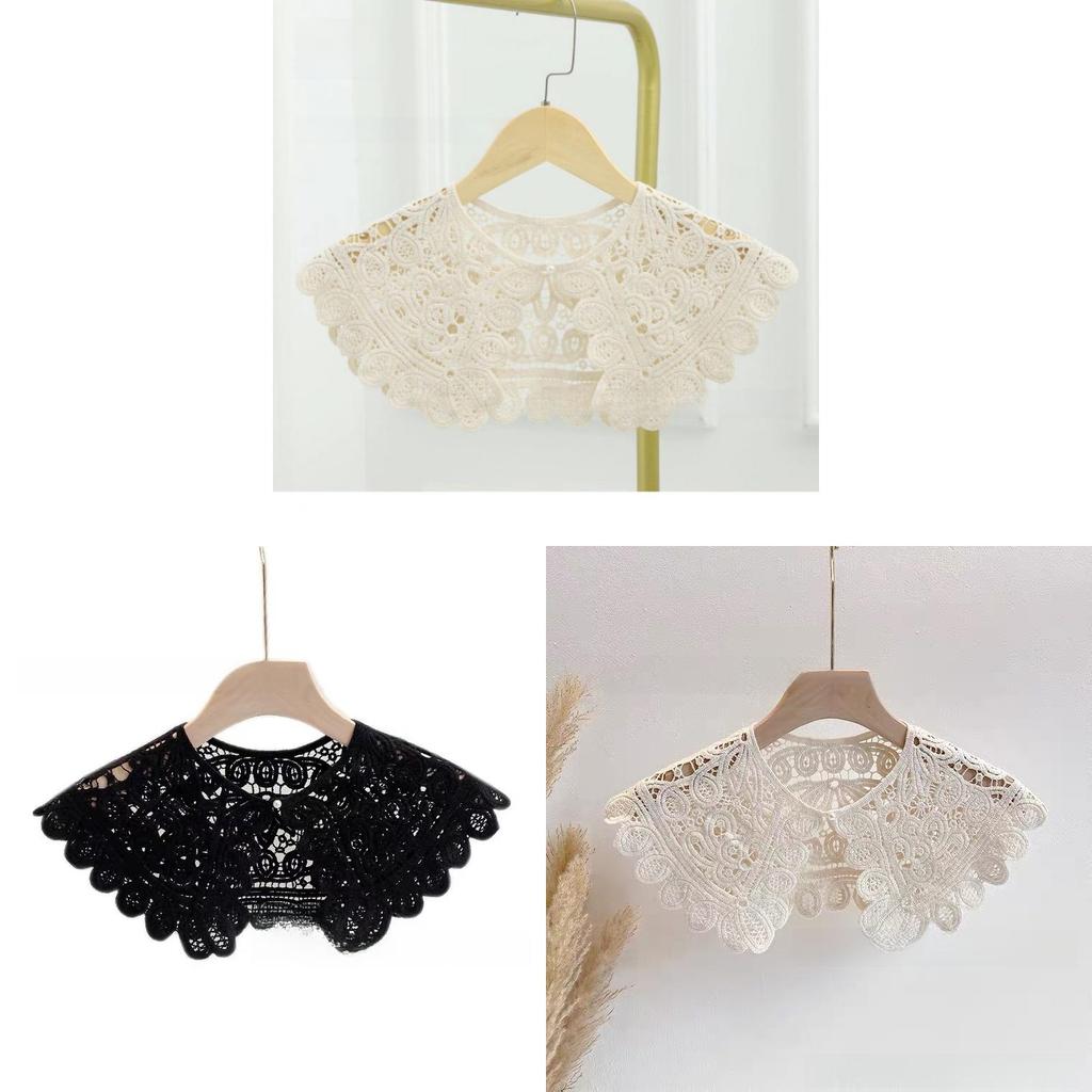 Cotton Vintage Lace Crochet Small Shawl With Floral Pattern For Women Summer Fashion