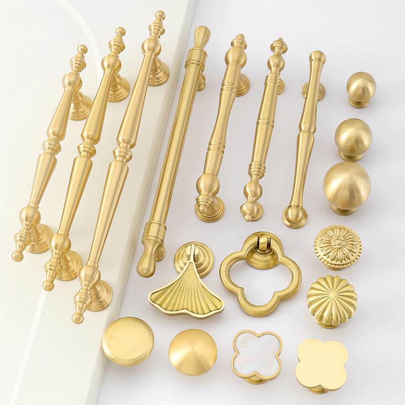 French Light Luxury Gold Brass Drawer Pull Handle