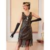 Women's Plus Size 1920s Gatsby Flapper Dress, Sequin Beaded Tassel Fringe Vest Dress For Prom Party