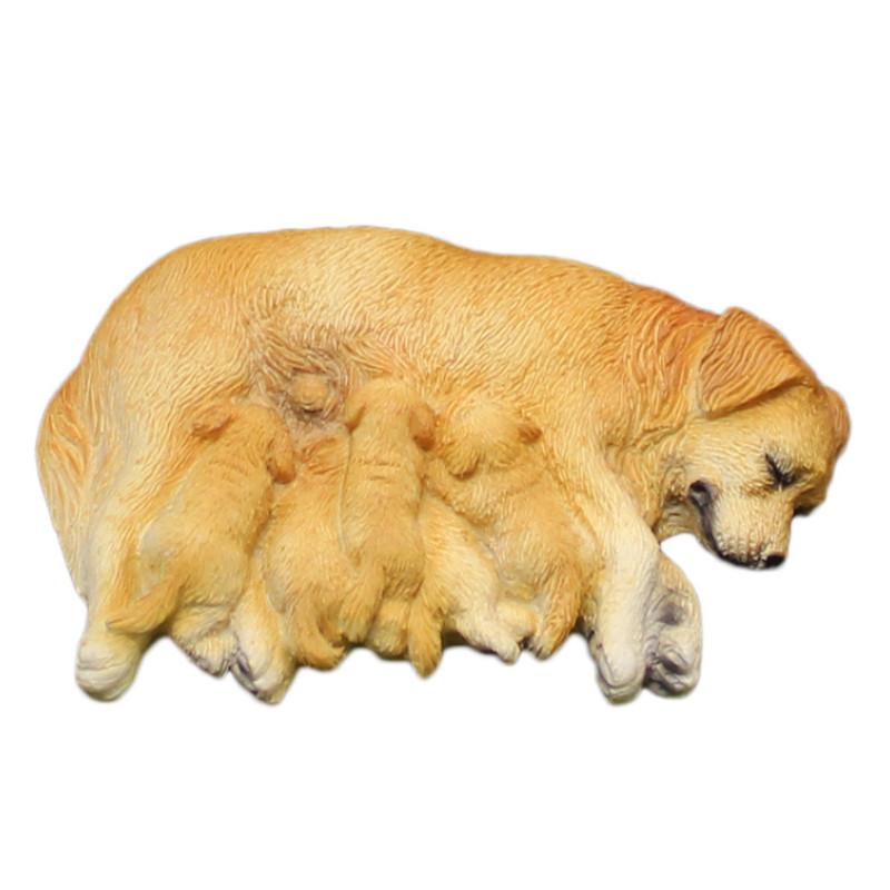 Miniature Animal Resin Set Labrador And Puppy Figurine Garden Decor Ornament