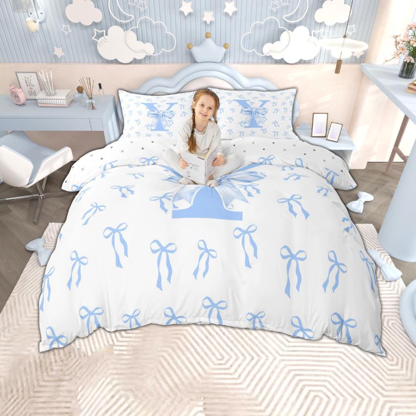 

Комплект пододеяльника Homewish Princess Bowknot для девочек, Постельное белье с персонализированной инициалью от N до Z, Комплект пододеяльника с милым бантом DE XS 100x135cm 2pcs&set