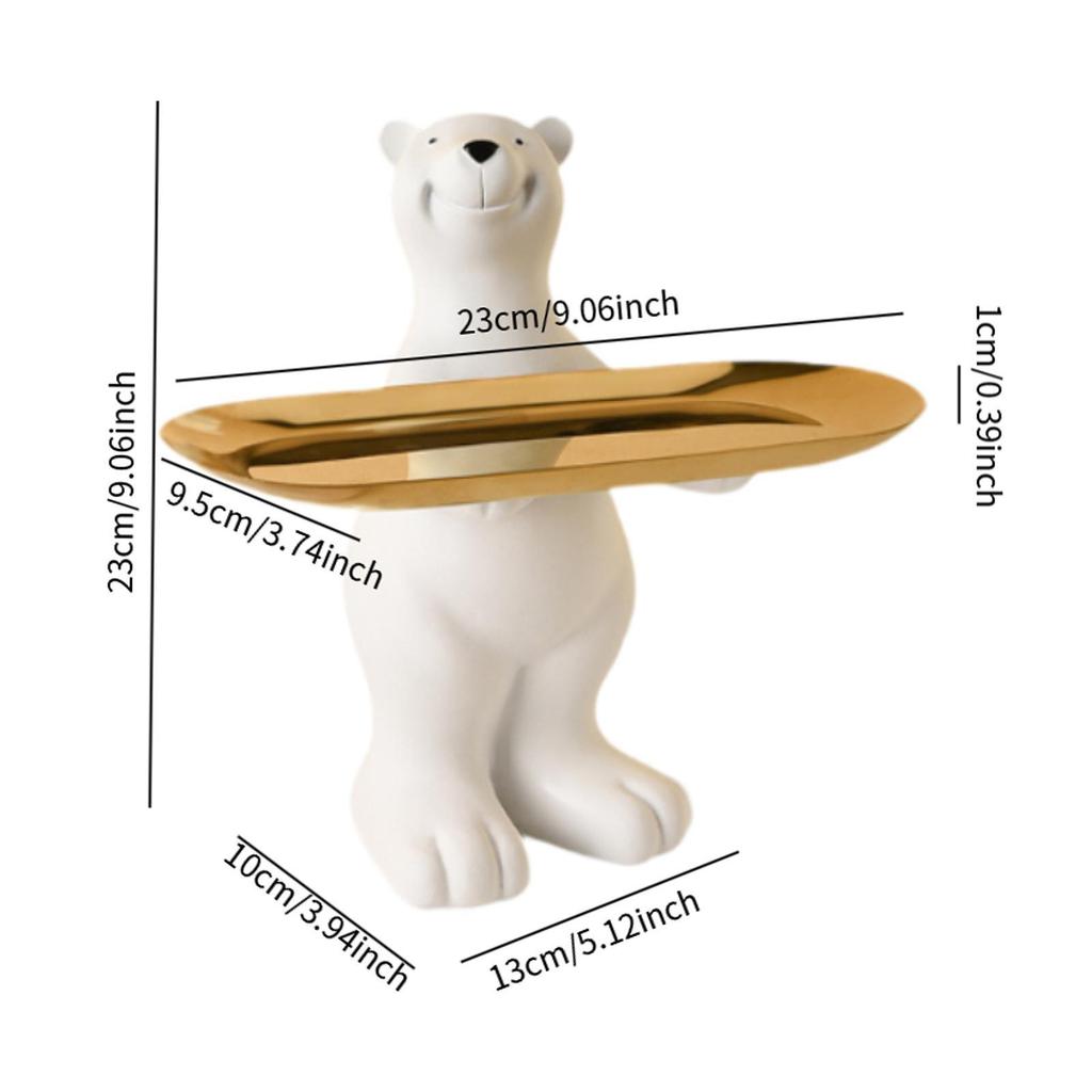 Bear Figurine Tabletop Ornament Desk Storage Tray Table Centerpiece Jewelry