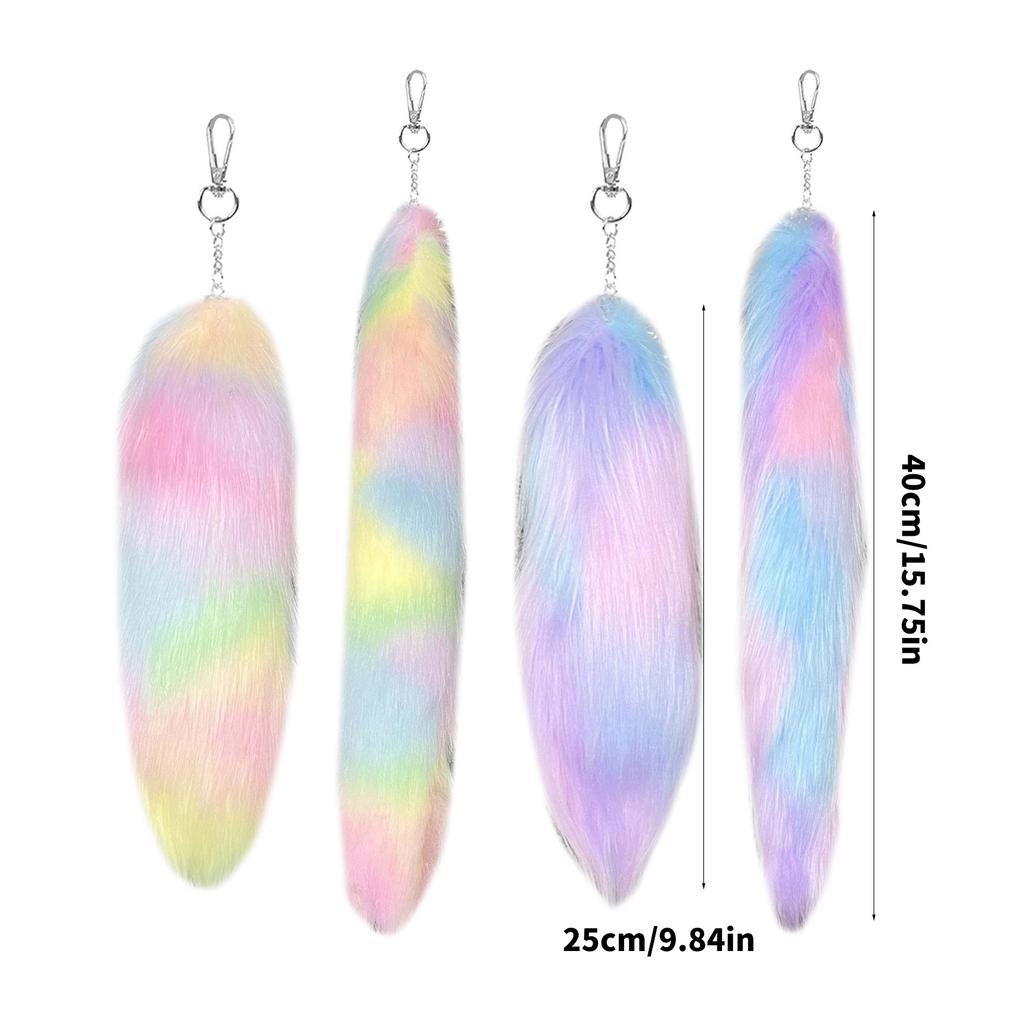 Decorative Fox Tail Keychain Pendant 25cm/40cm Faux Fluffy Soft Plush Hanging Accessory for Bags or Keys Decoration
