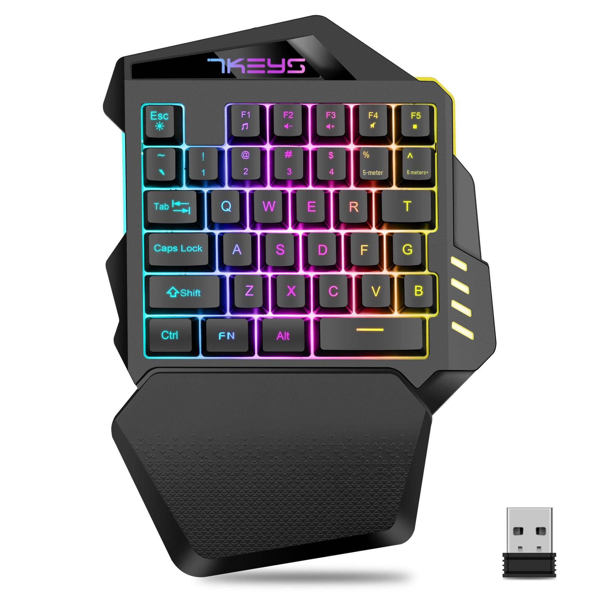 

Беспроводная игровая клавиатура для левой руки с RGB-подсветкой и подключением 2.4G чёрный