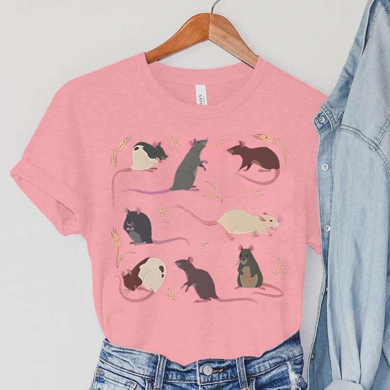

Футболки с изображением крысы, женские топы в стиле Харадзюку с животными, летние повседневные модные футболки, винтажные женские футболки с принтом Paddy, женская одежда с крысой 4XL