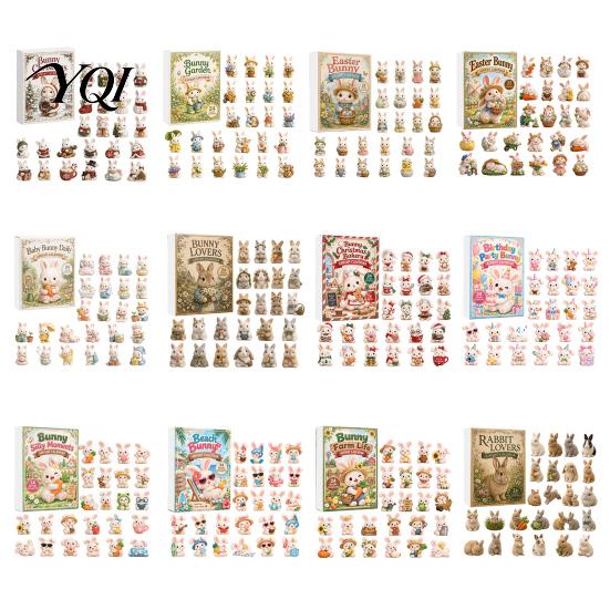 Cute Bunny Pendant Decorations 2026 Advent Calendar, 24 Days Acrylic Rabbit Ornaments Christmas Countdown Kids Calendar 2D Flat Animal Pendants