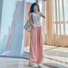 Women's High Waist Ice Silk Wide Leg Pants - Lazy Style for Spring, Summer, Autumn