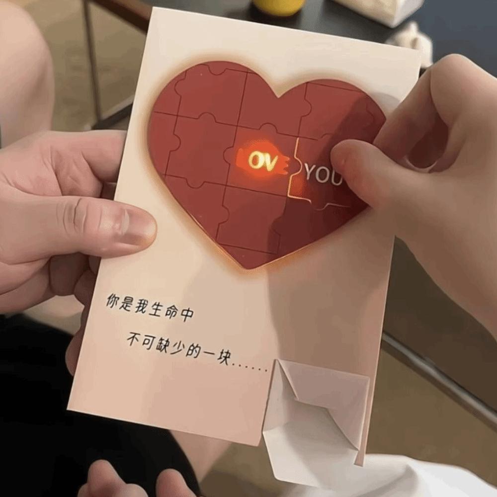 Romantic Love Puzzle Postcard Recordable Puzzle Greeting Card  Anniversary Celebration