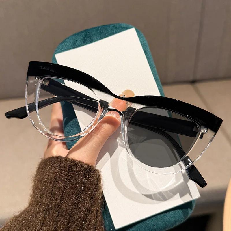 Fashionable And Personalized Cat Eye Photochromic Women'S Reading Glasses Retro Neutral High-Quality Presbyopia Glasses