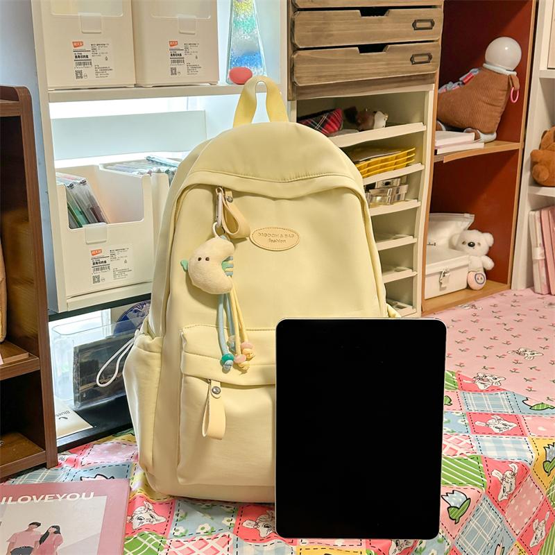 Women's Solid Color Large Capacity Backpack Student Schoolbag