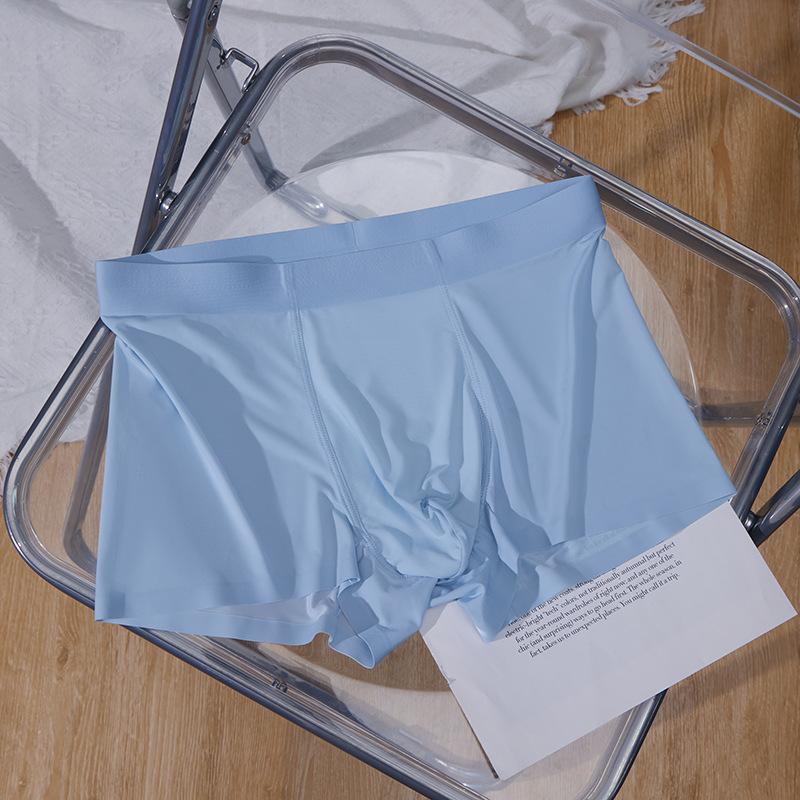 Summer Men's Ice Silk Underwear Youth Four Cornered Underwear Mid Waist Elastic Shorts
