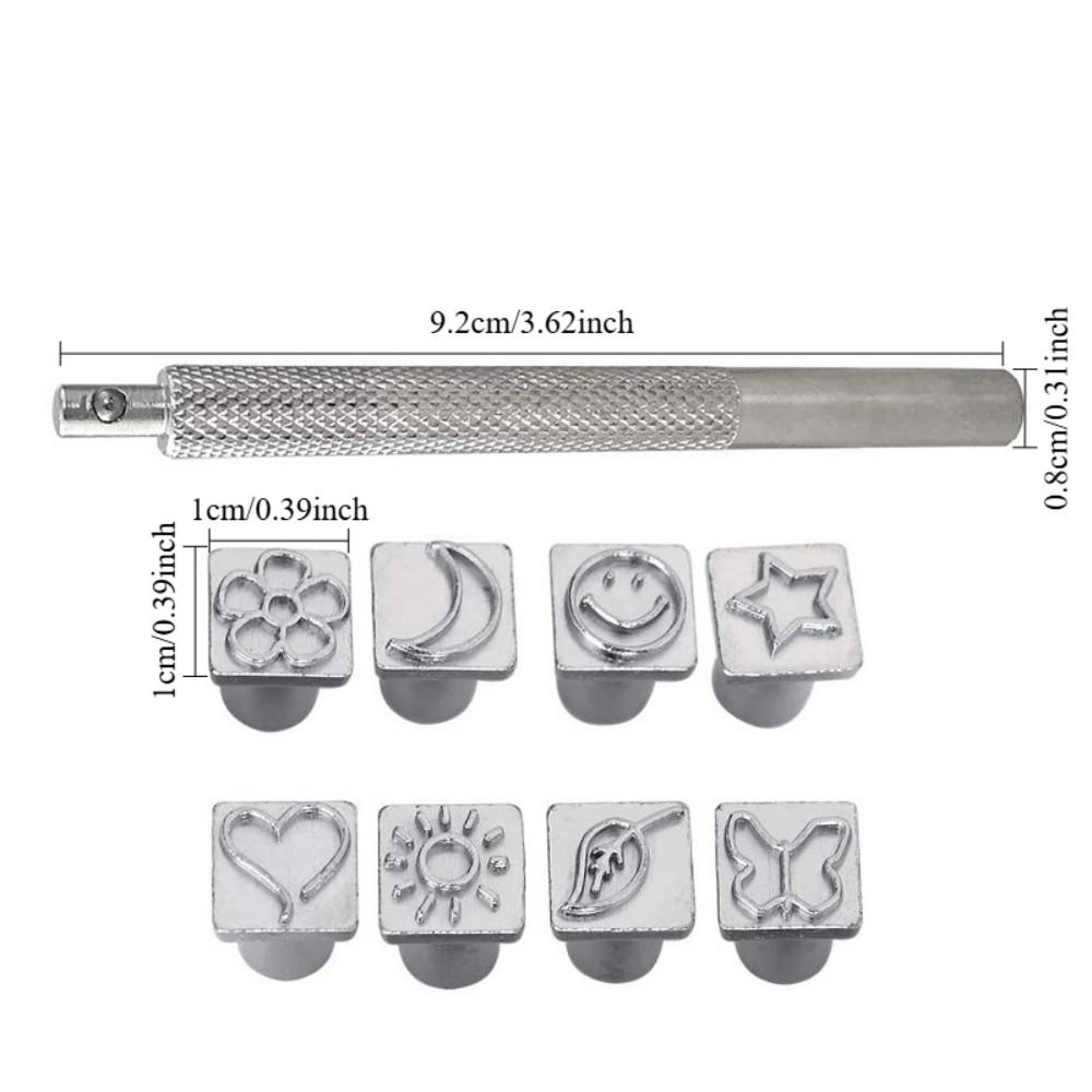8-in-1 Leather Punch Set: Single Handle w/ Interchangeable Design Dies (8pcs Patterns)